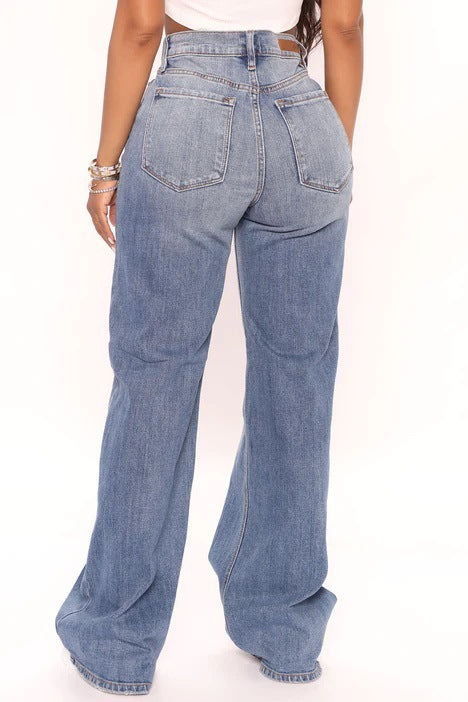 Women's Casual Loose Wide-leg Jeans